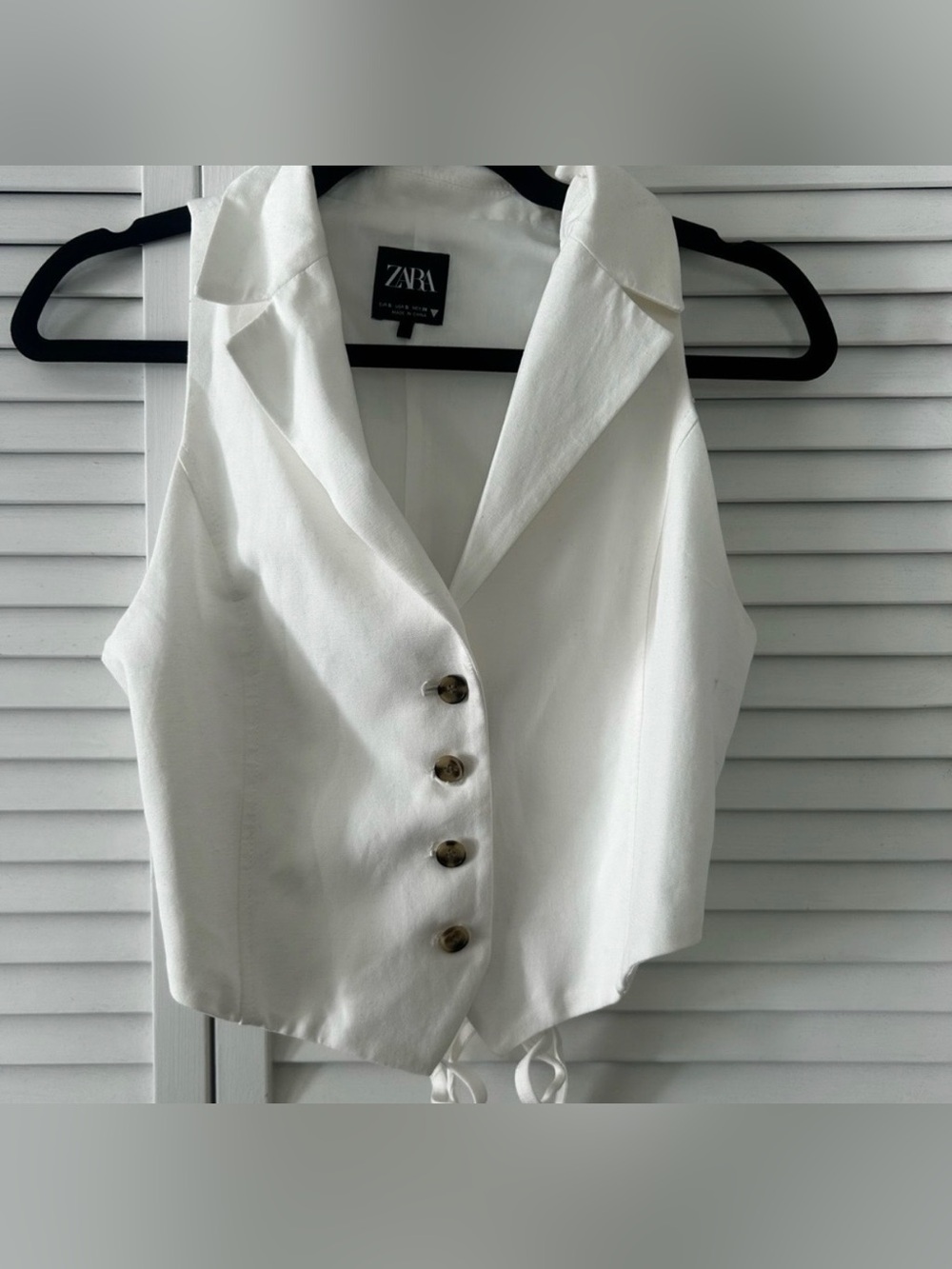 Zara White Tailored Sleeveless Blazer Vest